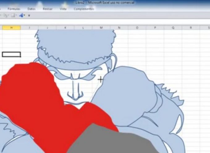 Il dessine le personnage de Ryu sous Excel