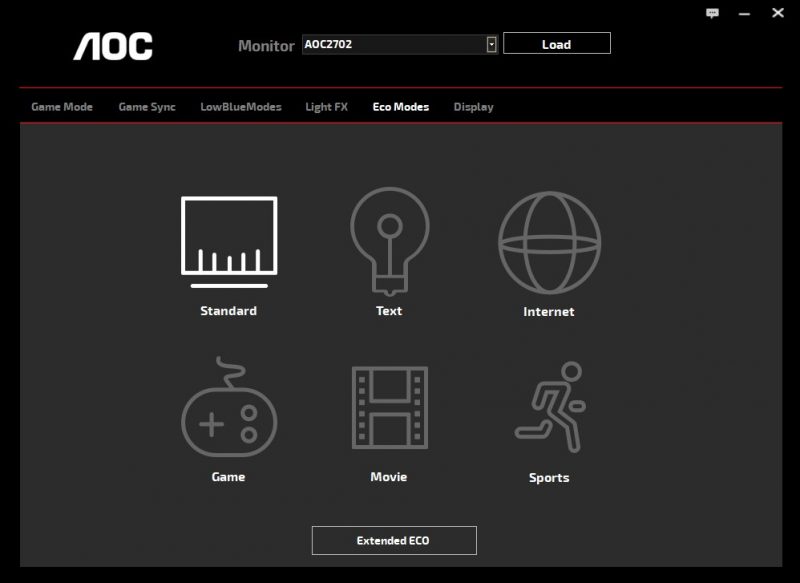 AOC G-Menu eco mode