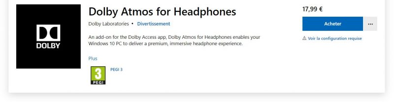 licence Dolby Atmos Headphone
